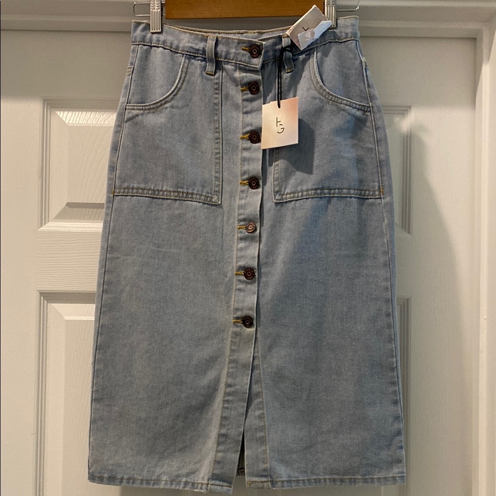 New Happily Grey Blue Denim Pencil Skirt